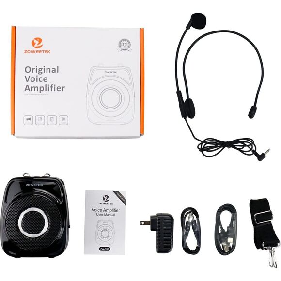 ZOWEETEK Voice Amplifier with Wireless Microphone Headset - New - Picture 6 of 9